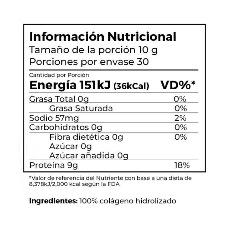 Tabla Nutricional Colageno Hidrolizado